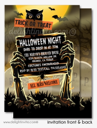 Zombie Graveyard Halloween Party Invitations - Halloween Greetings For Adults #8217903