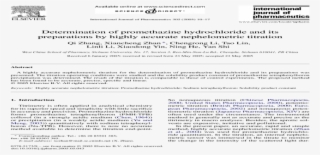 Determination Of Promethazine Hydrochloride And Its - Document #8218991