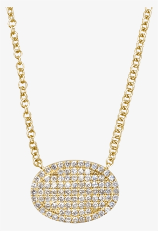 Oval Yellow Gold And Diamond Necklace - Pendant #8222820