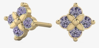 Poppy Flower Ethical Gemstone And Gold Post Earrings - Earrings #8232539