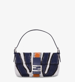 Usa Fendi Blue Sequined Zebra Stripe Baguette Bag Fffdf - Shoulder Bag #8237911