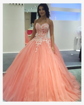 Pretty Prom Dress, 2019 Prom Dress, Ball Gown Prom - Lace Coral Quinceanera Dresses #8238775