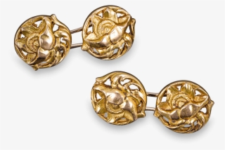 Art Nouveau Gold Cufflinks - Earrings #8240595
