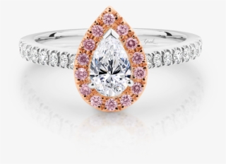 Pink And White Diamond Pear Shape Halo Engagement Ring - Pre-engagement Ring #8241675