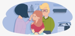 Divorced Parents Comforting Their Child - Cartoon #8242301