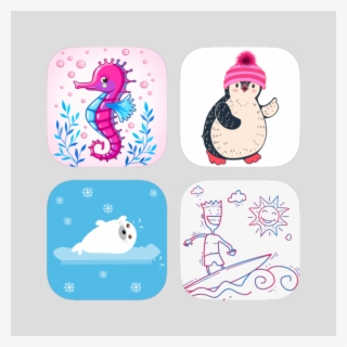 Amazing Sea Life With Horse, Seal, Penguin & Beach - Drawing #8247572