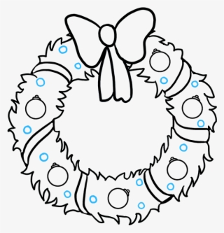 How To Draw Christmas Wreath - Outline Drawing From Christmas #8253135
