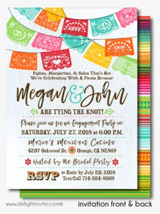 Mexican Fiesta Paper Flags Engagement Party Invitations - Mexican Invitation Party Circular #8257761