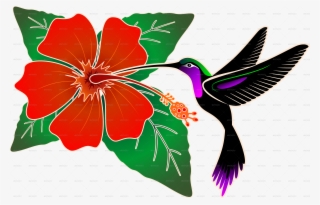 Red Hibiscus And Hummingbird-png - Hibiscus With Hummingbird Clupart Art #8258173