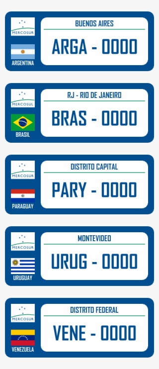 They Contain The Blocs's Flag , The National Flags, - Mercosur Plates #8261018