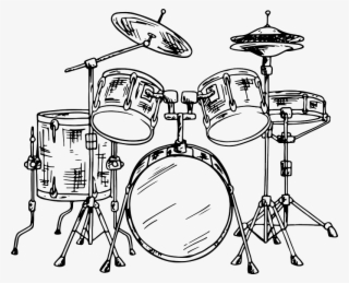 Drum Kit Wall Sticker - Sketch Of A Drum Set #8261101