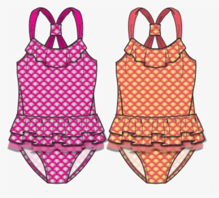 Swimwear Girls Ruffled Crossback Bright Pattern One - Polka Dot #8261243