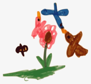 Kindergarten Art Birds, Bee, And Flower - Clip Art #8262783