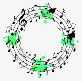 Music Musicnote Note Notes Green Round Circle - Music Notes Round Png #8269606