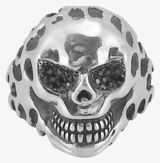 Sinister Grin Skull Biker Ring With Oxidized Silver - Skull #8269959