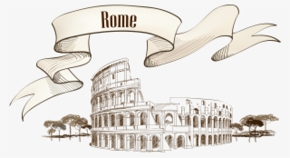 Roman Architecture Colosseum Drawing #8272596