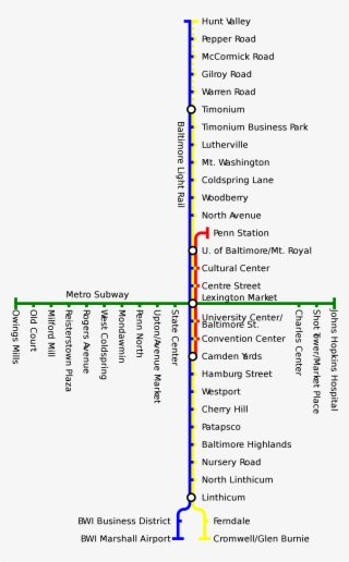 Metro Map Of Baltimore Full Resolution - Shot Tower Metro Stop #8282590