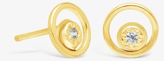 9ct Gold Open Circle Stud Earring With Cz In The Inside - Earrings #8282825
