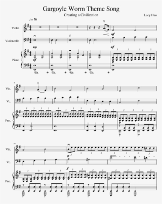 Gargoyle Worm Theme Song Sheet Music Composed By Lucy - Gargoyles Music Sheet Violin #8285500