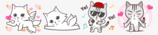 Line Stickers Of Cute Cat Small Snow - Cartoon #8286573