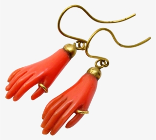 Antique Victorian Gold Filled Faux Coral Celluloid - Hand Shaped Jewelry #8287802