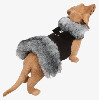 Black Tip Silver Fox Fur Coat With Big Bow - Fur Clothing #8289295