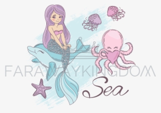 Mermaid Sea Cartoon Travel Tropical Vector Illustration - Cartoon #8290056
