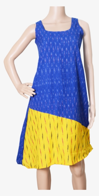 Blueyellowkalamkari Frock1 - Day Dress #8295284