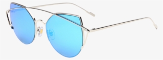 Metal Crossbar Cat Eye Mirrored Sunglasses - Plastic #8297441