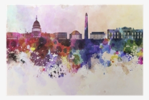 Washington Dc Skyline In Watercolor Background Poster - Washington Dc Skyline #832520 Washington Dc Skyline In Watercolor Background Poster - Washington Dc Skyline #832520