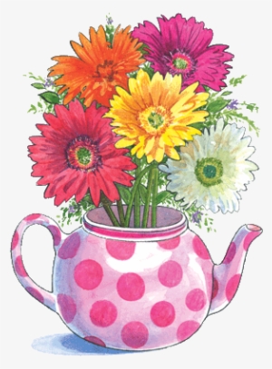 Tea Pot And Flowers Lg - Tea #832748