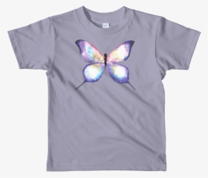 Lilac Watercolor Butterfly Short Sleeve Kids T-shirt - T-shirt #832950