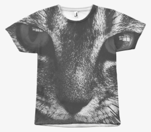 All Over Print Amazing Fierce Looking Cat T Shirt 1 - Monochrome #833610