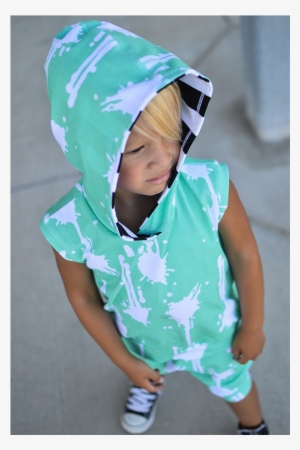 Mint & White Paint Splatter Sleeveless Hoodie - Hoodie #837248 Mint & White Paint Splatter Sleeveless Hoodie - Hoodie #837248