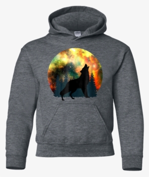 Psychedelic Wolf Howling Shirt Galaxy Nebula Full Moon - Pi By Digits (youth Sizes) #838046