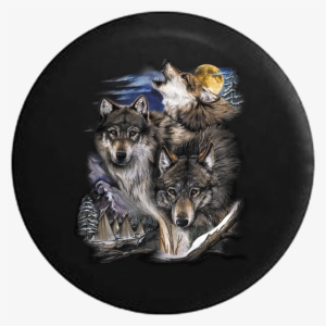 American White & Grey Wolves Howling In The Moonlight - Native American In Wolfs #838184