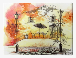 Autumn Street Lights Canvas Print • Pixers® • We Live - Bella Vita Pbox1, Cafe #838221