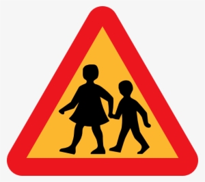 Child And Parent Crossing Road Sign Clip Art At Clker - Children Crossing Symbol #839699