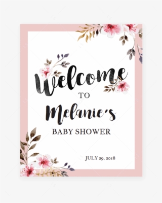 Blush Flowers Welcome Sign For Shower Party By Littlesizzle - Baby Shower Predictions Printable #8307885