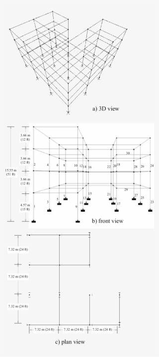 132-member Unbraced Space Steel Frame A 3d View, B - Diagram #8310539
