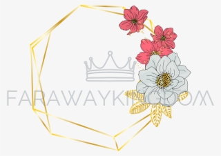 Red White Wedding Floral Golden Frame Vector Illustration - Party #8310844