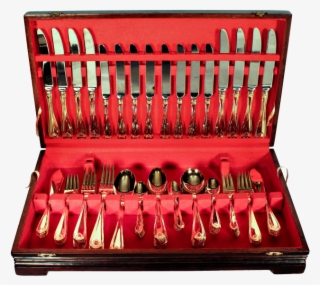 73 Piece Table Classic Gold Cutlery Set In Canteen - Spoon #8320098