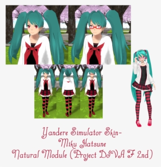 Yandere Simulator Natural Module Miku Skin Png Yandere - Yandere Simulator Skin Miku #8322169