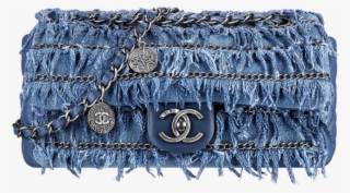Handbag Denim Fashion Jeans Chanel Free Transparent - Chanel Denim Fringe Flap Bag #8325137