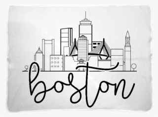 Boston City Skyline Baby Blanket - Boston Cityscape Line Drawing #8327283