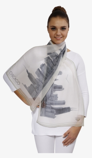 Chicago Collection Pencil Illustration Silk Georgette #8328669