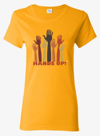 The Hands Up Pw2 Women's Gold T-shirt - Farmers Only Dot Com Logo #8332774