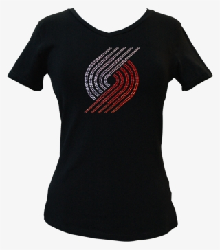 Official Portland Trail Blazers Rhinestone V-neck Tee - Illustration #8339387