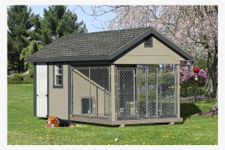 Elite 2 Box Kennel With Painted Wood Siding - Dog Kennel With Indoor Area #8339518