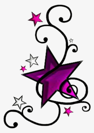 Stars Star Tattoo Purple Black Vines Sticker - Star Tattoos #8340667
